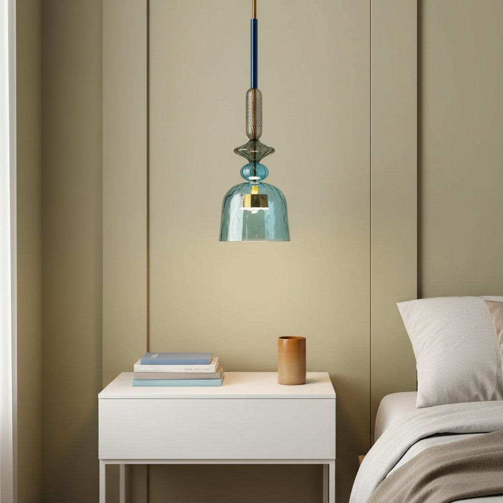 Suspension scandinave artisanale en forme de galets de verre colorés