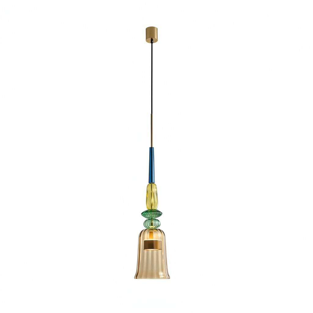 Suspension scandinave artisanale en forme de galets de verre colorés