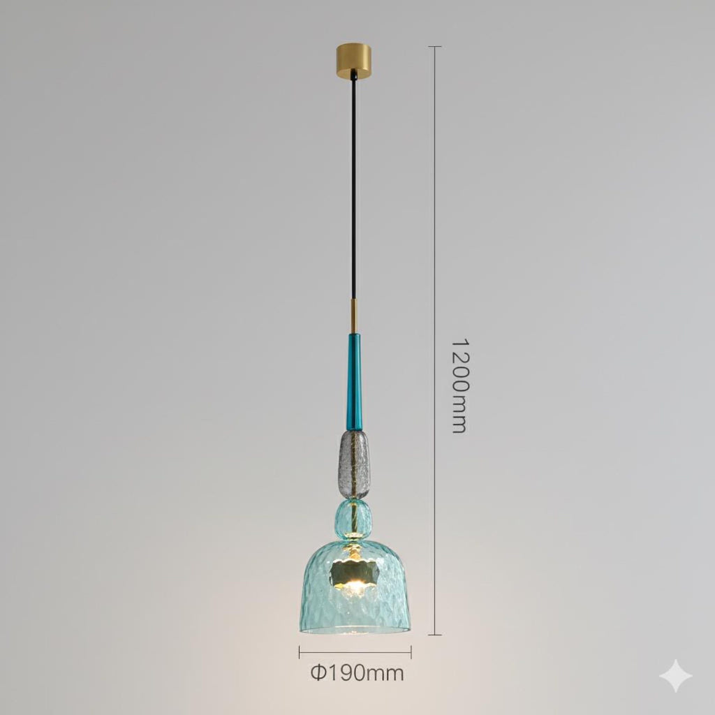 Suspension scandinave artisanale en forme de galets de verre colorés