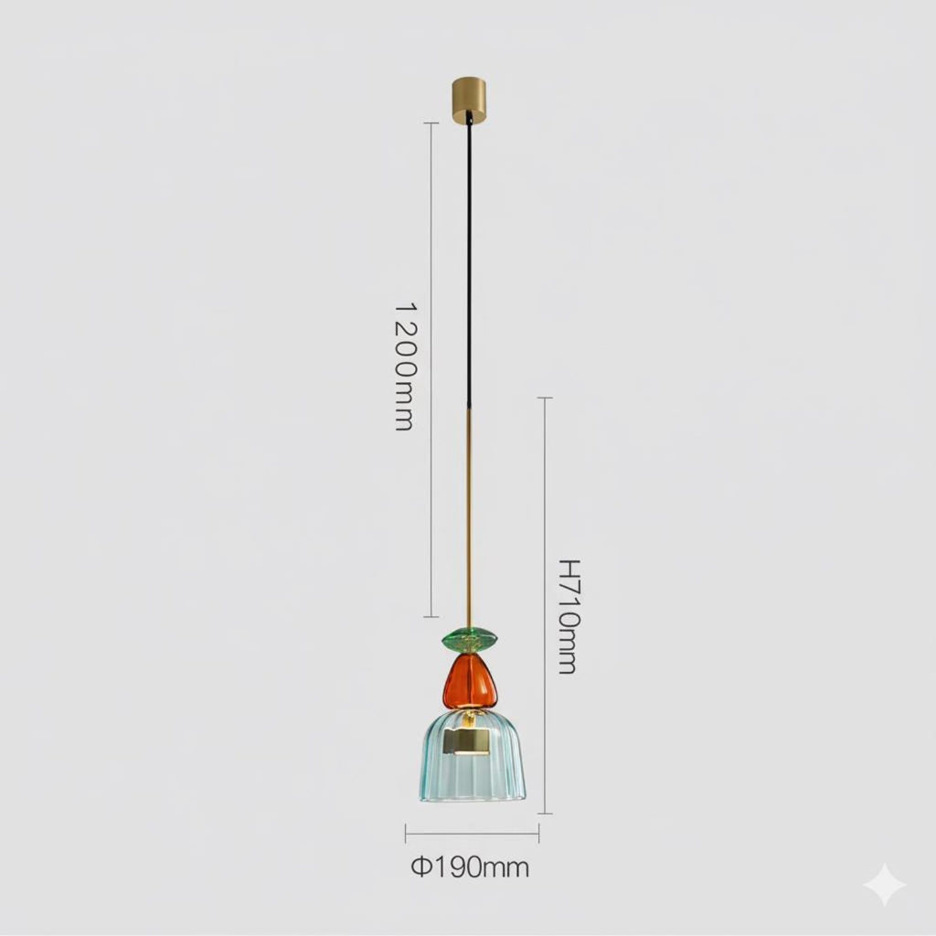 Suspension scandinave artisanale en forme de galets de verre colorés