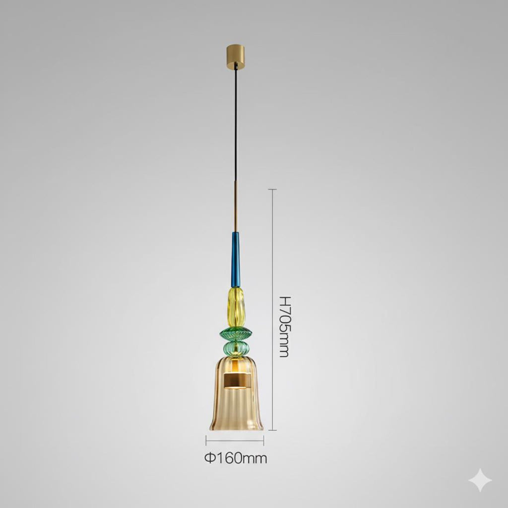 Suspension scandinave artisanale en forme de galets de verre colorés