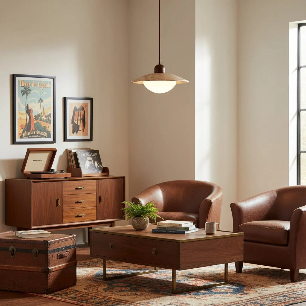 Svana Vintage Wabi-Sabi Travertine Pendant Light