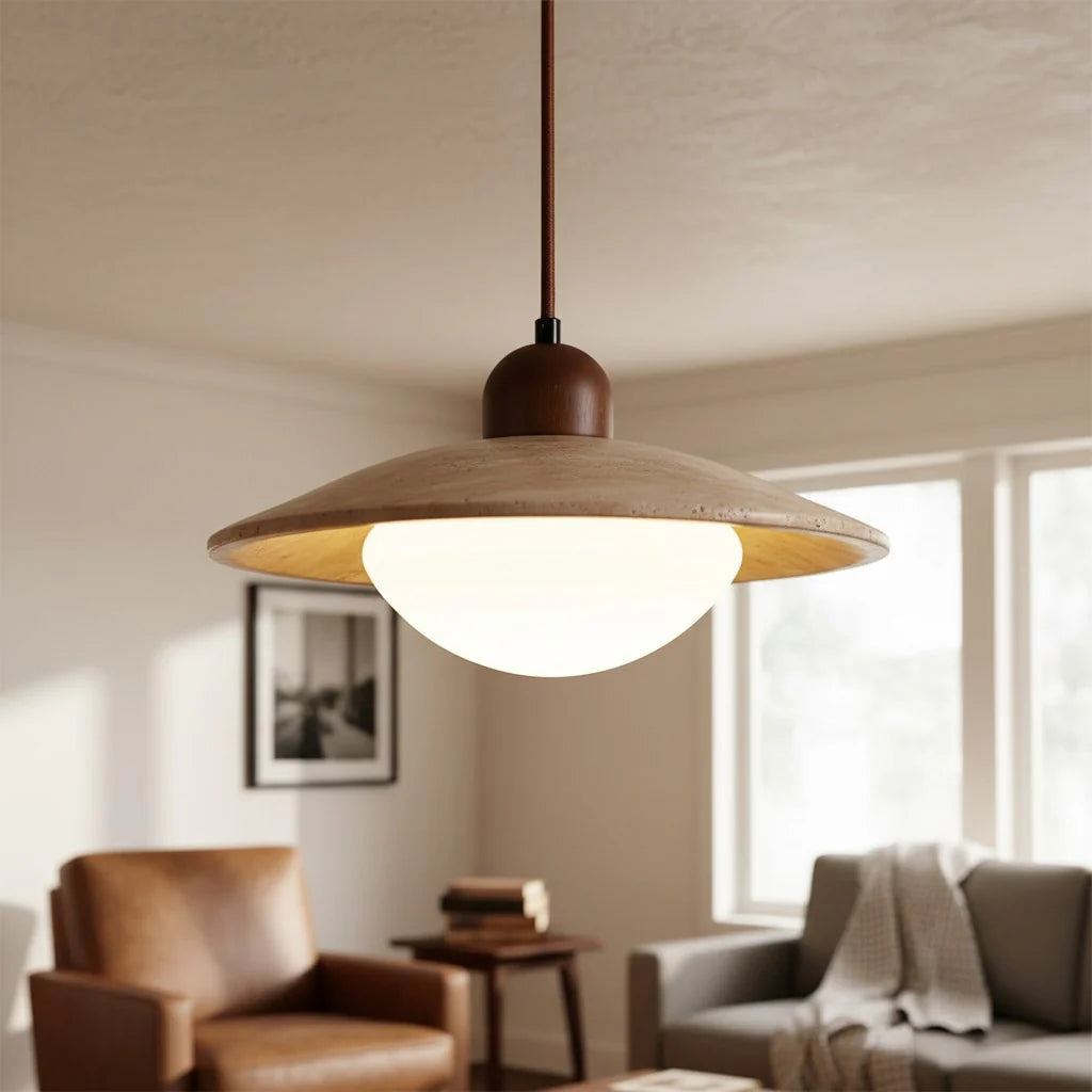 Svana Vintage Wabi-Sabi Travertine Pendant Light