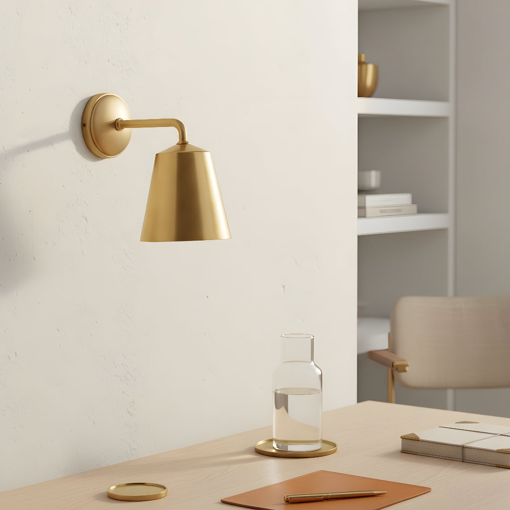 Vintage Antique Brass Conical Wall Sconce