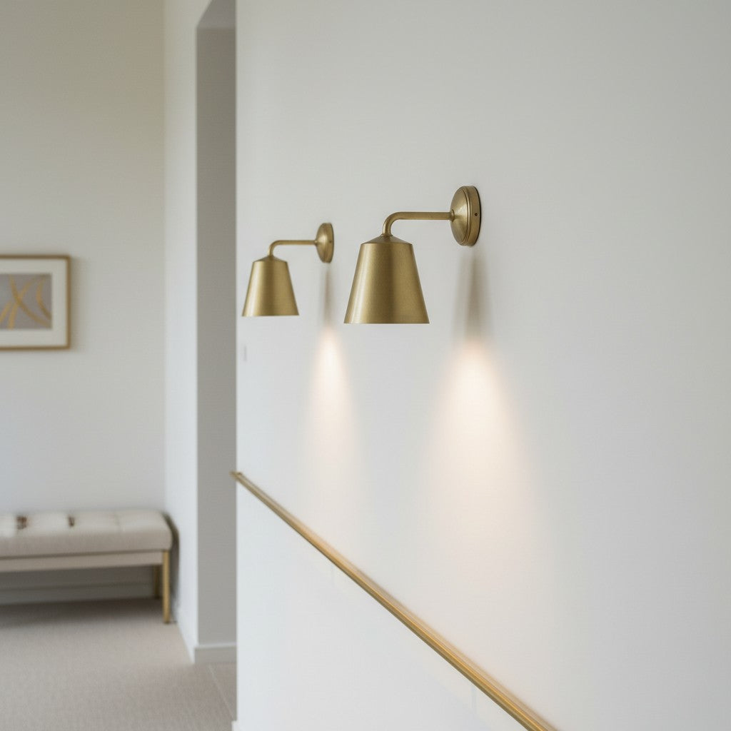 Vintage Antique Brass Conical Wall Sconce