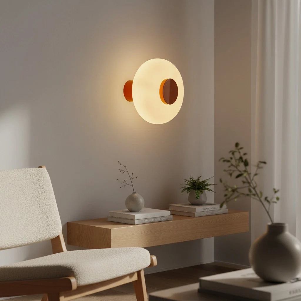 Vorell Minimalist Round Glass Wall Light