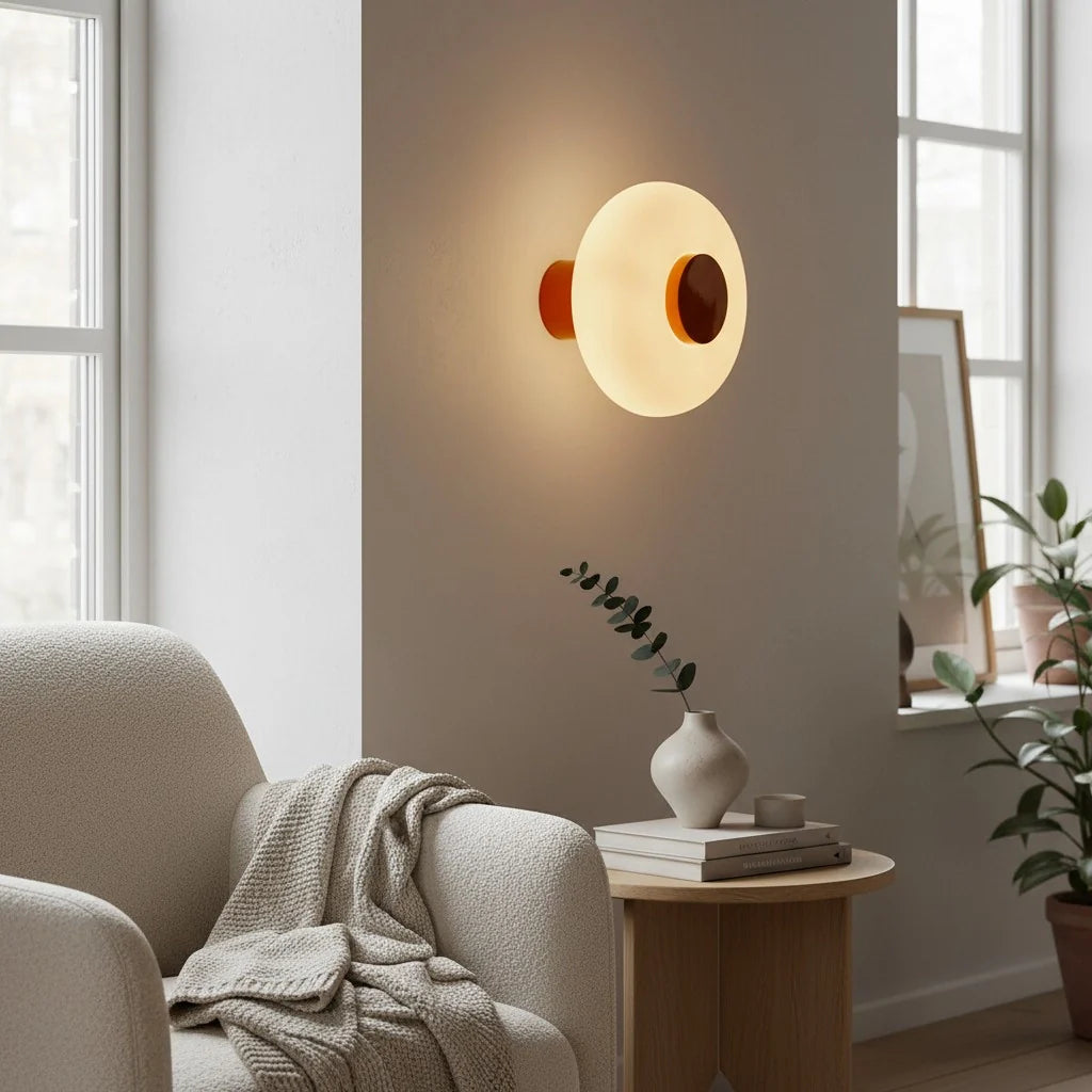 Vorell Minimalist Round Glass Wall Light