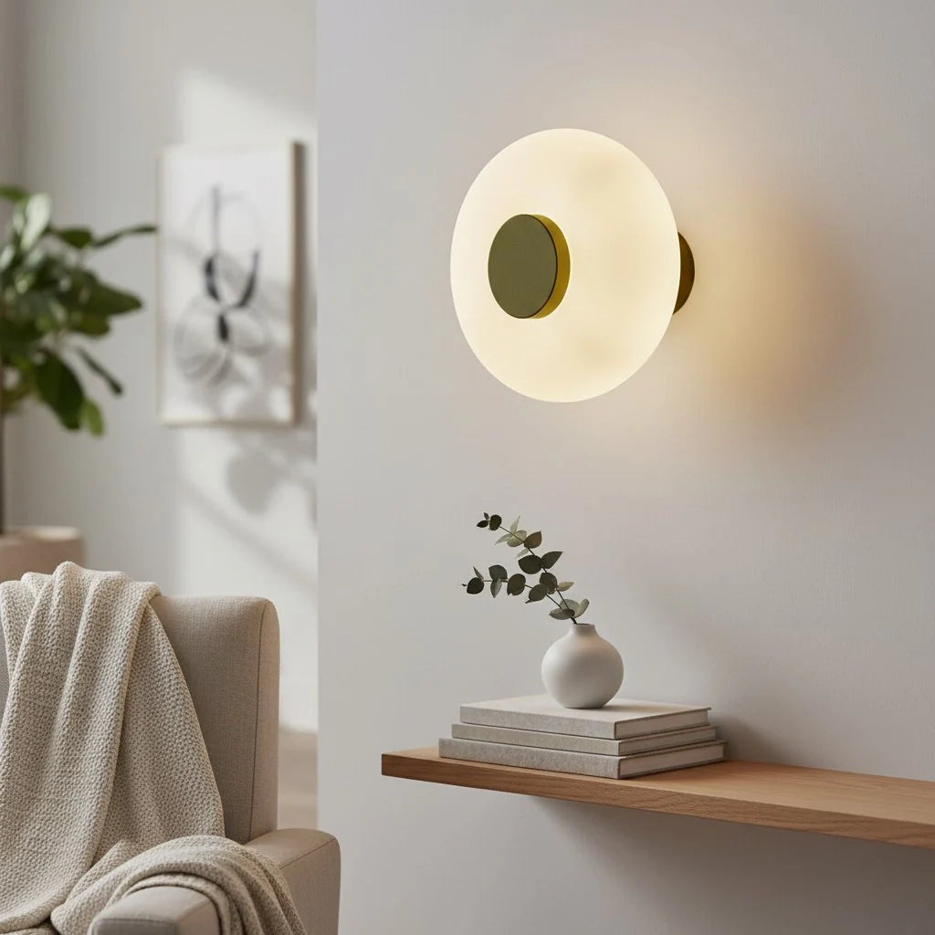 Vorell Minimalist Round Glass Wall Light